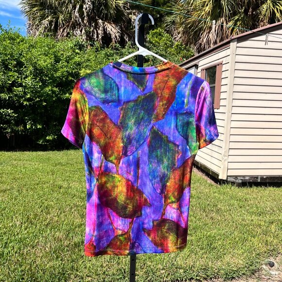 Desigual Leaf Print Multicolor Viscose Short Sleeve T Shirt Size S - Picture 4 of 8